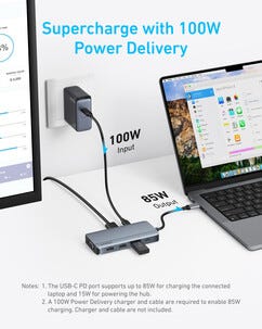 Anker A8379 USB-C hub 8-i-1 med Triple Display-stöd