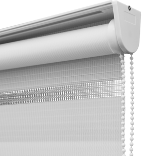 Rullgardin Dag & Natt, skruvfri med kulkedja, vit