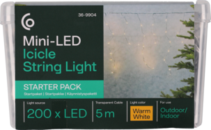 Mini LED istappsslinga varmvit, utbyggbar, 5 m