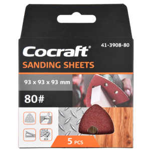 Cocraft sandpapir borrelås, 93 x 93 x 93 mm, 5-pakning