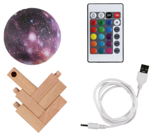 Kuulamppu 3D, ladattava pöytävalaisin ja kaukosäädin