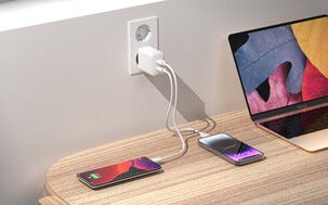 Lader USB-C 2 porter GaN PD, 45 W