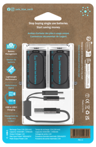 Pale Blue oppladbare C-batterier USB-C, 2-pakning