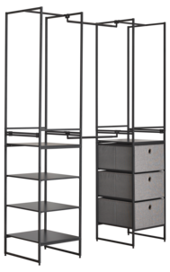 Klädställning med hyllplan och lådor