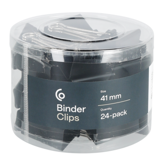 Papirklemme metall svart 41 mm 24-pakning