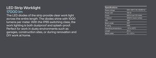 LED-strip arbeidsbelysning 20 m IP67 4000K