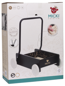 Micki Premium lära-gå-vagn i trä, svart, från 6 mån
