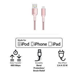 Tygklädd USB-A till Lightning laddkabel för iPhone 3m Clas Ohlson