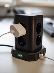 Brennenstuhl Socket Tower 8-vägs grenuttag med 4 USB