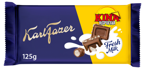 Karl Fazer mjölkchoklad med Kina Rispuffar 125 g
