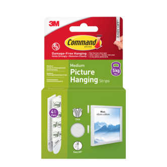 Command tavelupphängning självhäftande, 5 kg, 4-pack