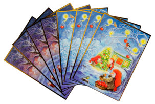 Julkort enkla, 8-pack, 4 motiv