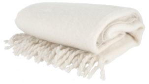 Stickad filt med fransar 127x152 cm, vit