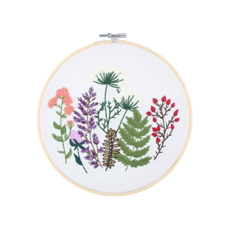 Hobbysett med broderi av skogsblomster, for nybegynnere, fra 12 år