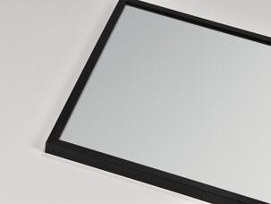 Svart spegel med träram, för vägg, avlång, 80x40 cm