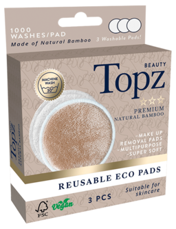 Topz Beauty Reusable Eco Pads flergångspads, 3-pack