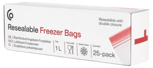 Pakastepussi, uudelleensuljettava