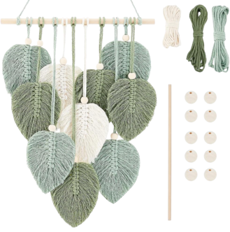 DIY väggdekoration i makramé, grön