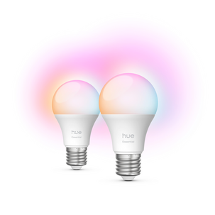 Philips Hue Essential E27 LED 8 W, vitt och färgat ljus, 2-pack