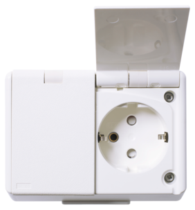 Elko RS dobbel stikkontakt påvegg, IP44, Nordic renhvit