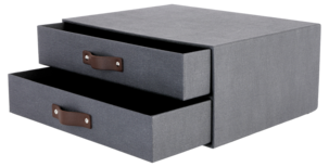 Säilytyslaatikosto, jossa 2 laatikkoa ja nahkakahvat, tummanharmaa