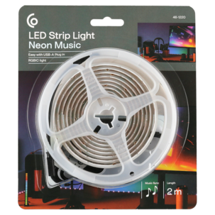 LED-nauha Neon Music RGBIC musiikkiohjauksella 2 m