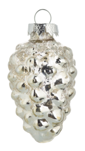 6 antiksilverfärgade julkulor