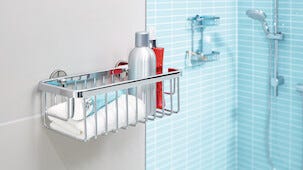 Tesa Aluxx bred duschhylla självhäftande, krom