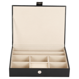 Smyckeskrin herr, smyckesbricka med lock, stapelbar, svart