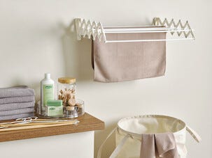 Vegghengt tørkestativ, uttrekkbart, 5,6 m