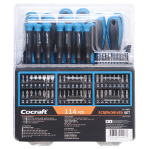 Cocraft skrutrekkersett med bits og bitsholder, 114 deler
