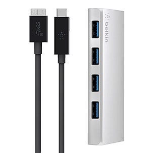 Belkin USB-C-hubb, 4 porter USB 3.0