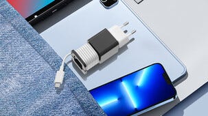 USB-C PD-lader med kabel og holder, 1 m, 20 W