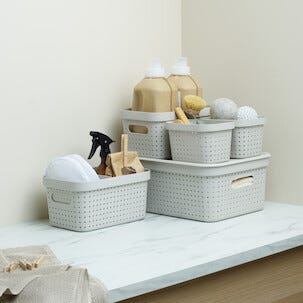 Oppbevaringskurv Neat beige, resirkulert plast