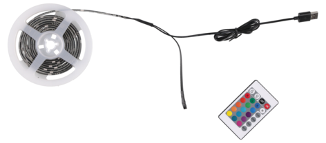 LED-list bil, RGB 16 farger, 5 V, USB, 2 m