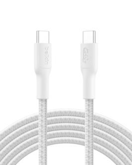 Belkin BoostCharge Pro Braided flettet USB-C-kabel 240W, hvit