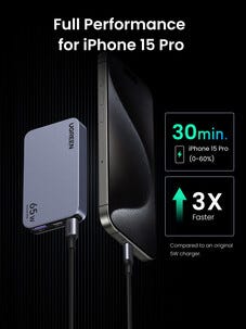 Ugreen Nexode Pro USB-C reiselader 65 W, 3 porter