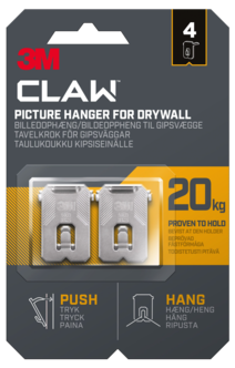 3M Claw tavelkrok för gipsvägg, 20 kg