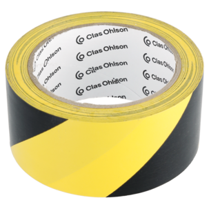 Varseltape svart og gul, 50 mm x 25 m