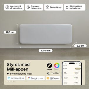 Mill Invisible Smart WiFi element Gen 4, vit, 1300 W