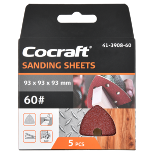 Cocraft sandpapir borrelås, 93 x 93 x 93 mm, 5-pakning