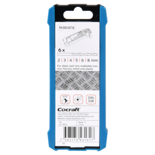 Cocraft Poranteräsarja HSS metalli ja muovi, 2–8 mm, 6 kpl