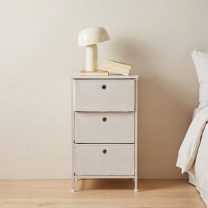 Liten kommode med tre skuffer, beige, 45 x 30 x 77,3 cm