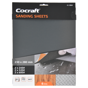Cocraft sandpapir 240, 320 og 600, 6-pakning