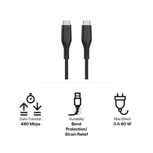 USB-C-kaapeli 2 m USB-C–USB-C, Clas Ohlson
