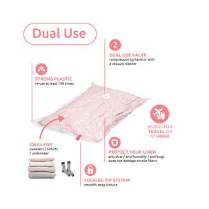 Vakuumpåsar för kläder och täcke, 2-pack