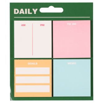 Ukeplanlegger Sticky Notes selvklebende, 4-pakning