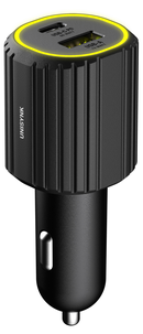 Unisynk Dual Autolaturi 12, 24 V, USB-C / USB-A, musta