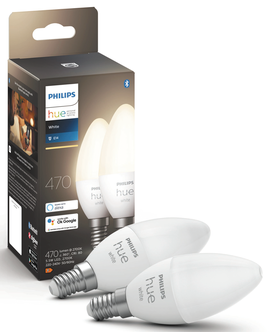 Philips Hue White LED-pære 5,5 W E14, Bluetooth 2-pakning