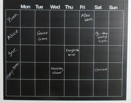 Självhäftande griffeltavla Veckoplan